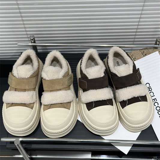 Cozy Velcro Platform Sneakers with Faux Fur Lining