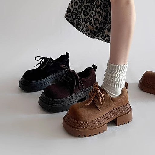 Chunky Suede Platform Oxford Shoes