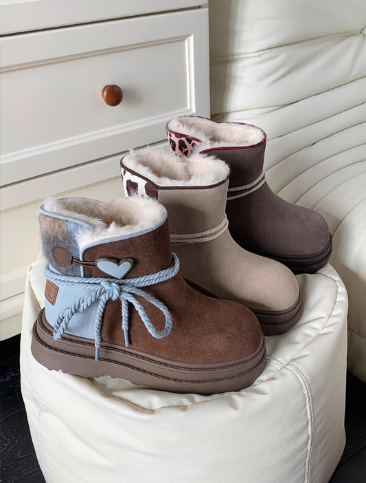 Heart Charm Cozy Suede Boots