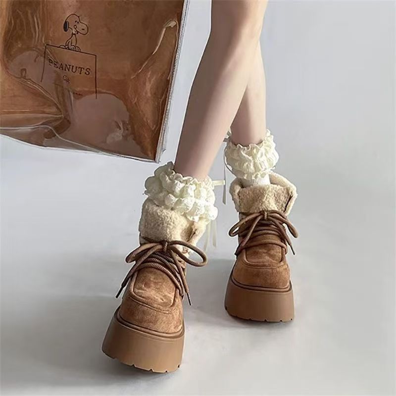 Warm Fleece-Lined Platform Suede Boots