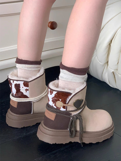 Heart Charm Cozy Suede Boots