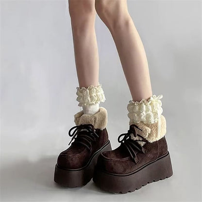 Warm Fleece-Lined Platform Suede Boots