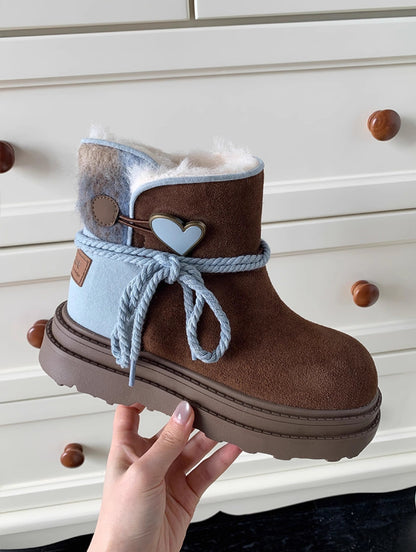 Heart Charm Cozy Suede Boots