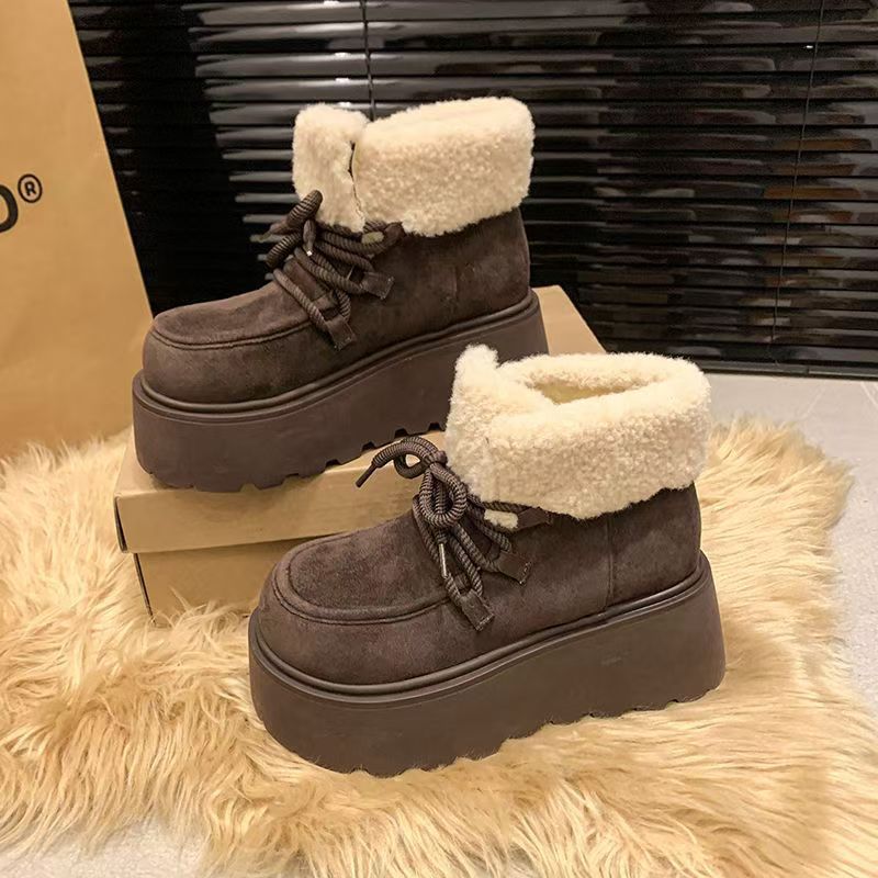 Warm Fleece-Lined Platform Suede Boots