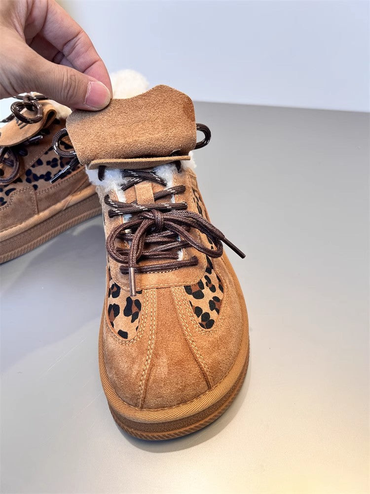 Leopard Print Fuzzy Platform Sneakers