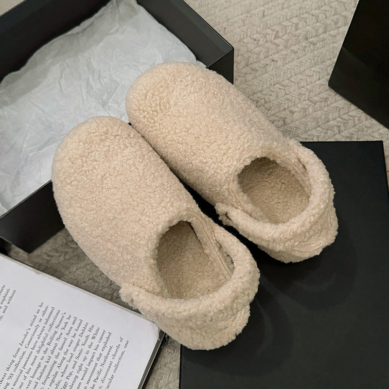 Cozy Platform Slippers with Faux Fur Lining