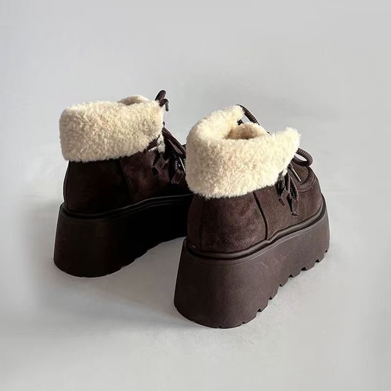 Warm Fleece-Lined Platform Suede Boots