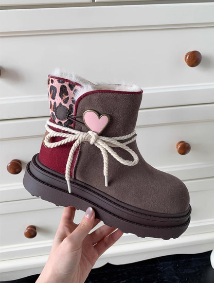 Heart Charm Cozy Suede Boots