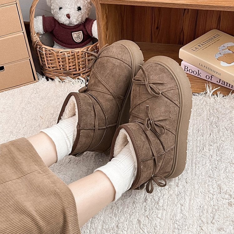 Bowknot Cozy Platform Boots