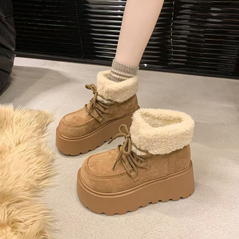 Warm Fleece-Lined Platform Suede Boots