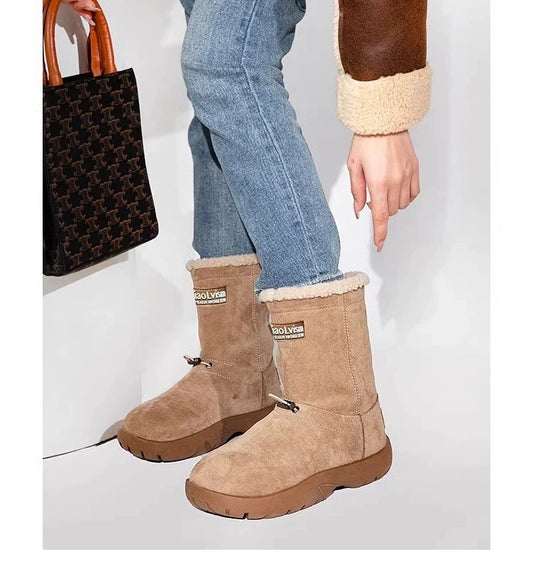 Drawstring Faux Fur Snow Boots