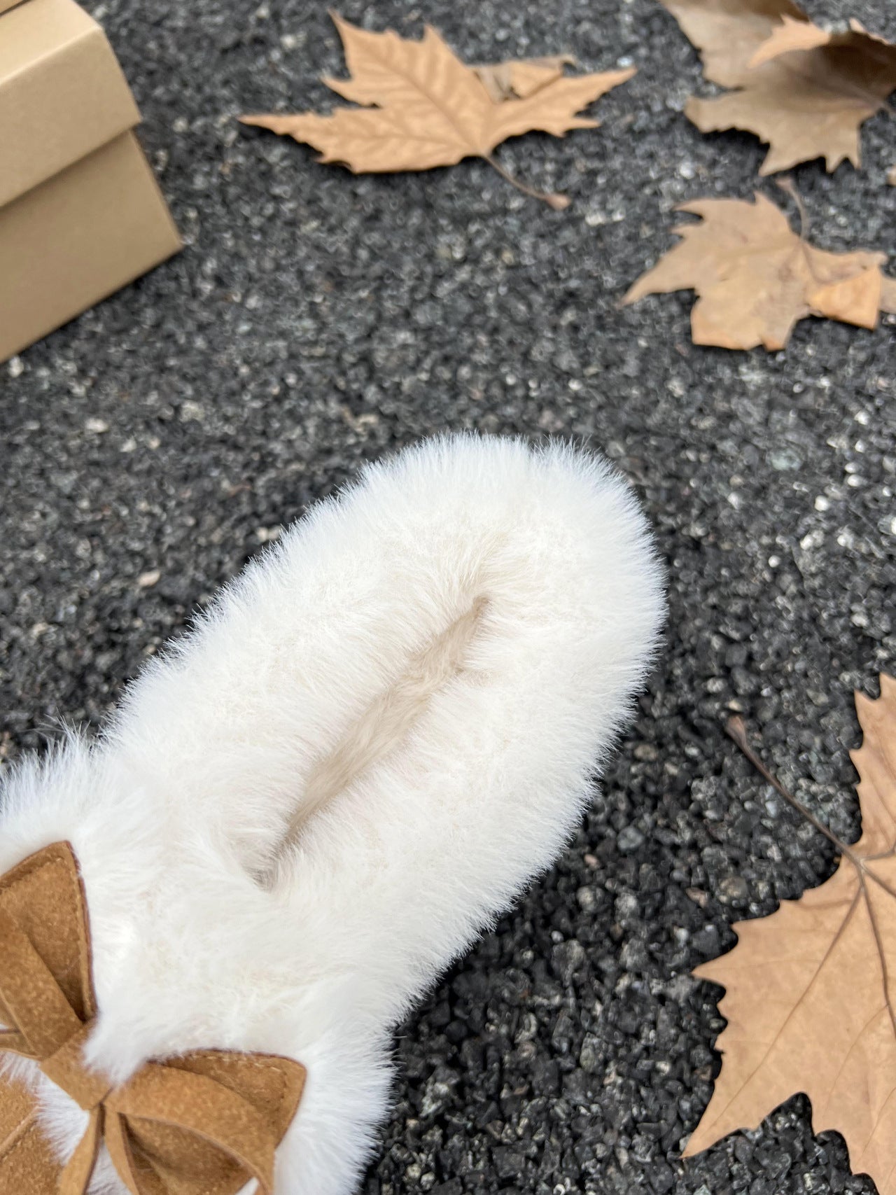 Warm Faux Fur Lined Platform Slippers with Bow Detail