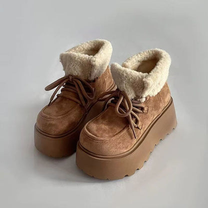 Warm Fleece-Lined Platform Suede Boots